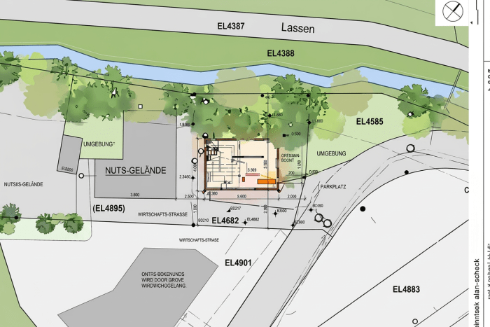Lageplan des geplanten Club 81 Neubaus beim Tambourenhaus in Elgg.